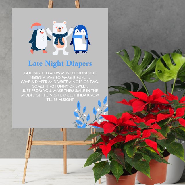 Late Night Diaper Winter Wonderland penguins bears Poster (Creator Uploaded)