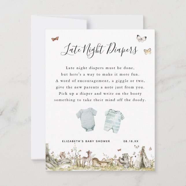 Late Night Diapers | Baby Shower Game (Front)