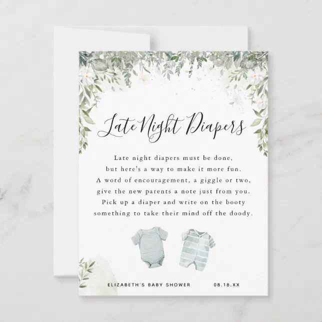 Late Night Diapers Baby Shower Game Zazzle