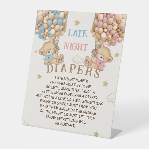 Late Night Diapers Baby Shower Game Sign 