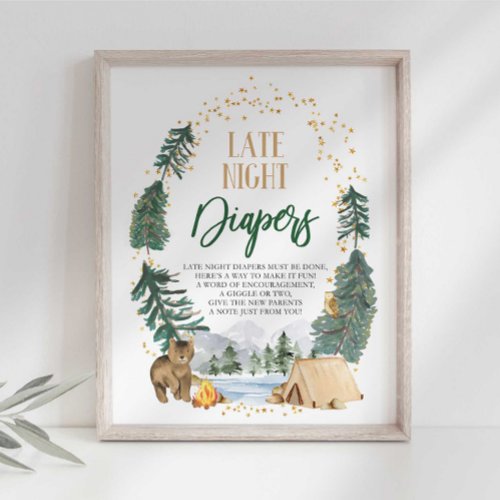 Late Night Diapers Baby Shower Sign
