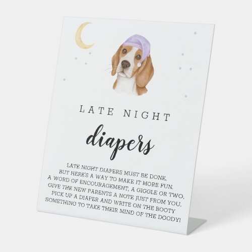 Late Night Diapers Beagle Watercolor Sign