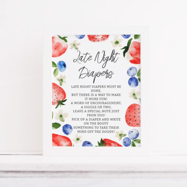 Late Night Diapers Berry Baby Shower Poster (Creator Uploaded)