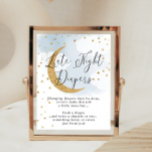 Late Night Diapers Blue Gold Moon Baby Shower Game Poster at Zazzle
