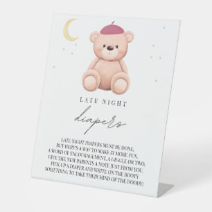Late Night Diapers Bonjour Bebe French Baby Shower Pedestal Sign