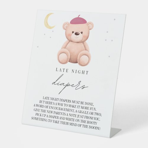 Late Night Diapers Bonjour Bebe French Baby Shower Pedestal Sign
