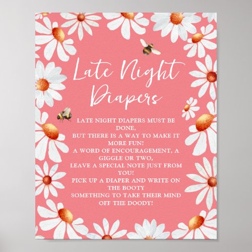 Late Night Diapers Daisies  Bumblebee Poster