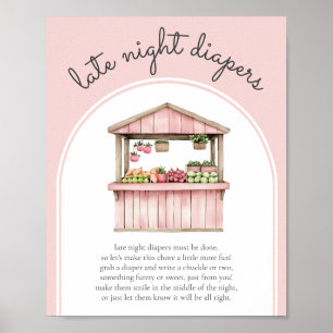 Late Night Diapers Farmers Market Baby Shower Game Poster