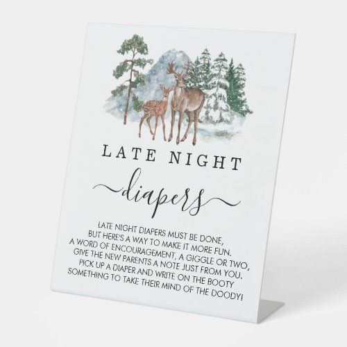 Late Night Diapers Forest Animals Baby Shower Pedestal Sign