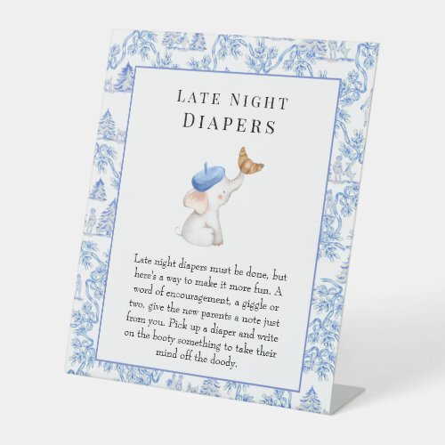 Late Night Diapers French Girl Baby Shower Pedesta Pedestal Sign