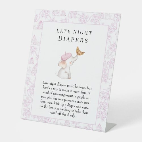 Late Night Diapers French Girl Baby Shower Pedestal Sign