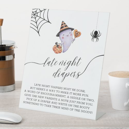 Late Night Diapers Halloween ghost Baby Shower Pedestal Sign