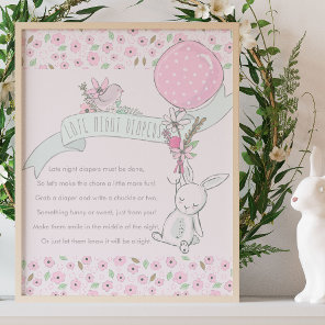 Late Night Diapers Little Bunny Baby Shower Game Poster