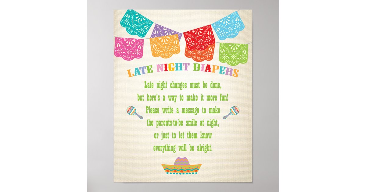 Late night diapers Mexican Fiesta Poster Zazzle