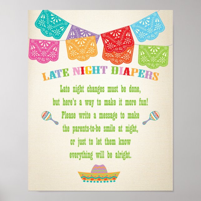 Late night diapers Mexican Fiesta Poster (Front)