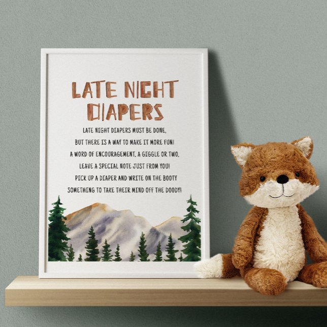 Late Night Diapers Mountains Baby Shower Games Poster (Creator Uploaded)