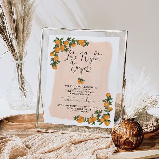 Late Night Diapers Orange Citrus Baby Shower Sign (Creator Uploaded)