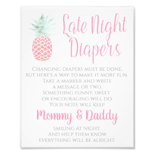 Late Night Diapers Pineapple Tropical Baby Sign