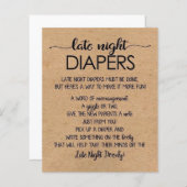 Late Night Diapers Printable, Rustic Baby Shower (Front/Back)