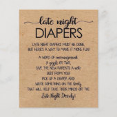 Late Night Diapers Printable, Rustic Baby Shower (Front)