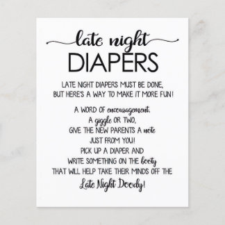 Late Night Diapers Printable, Rustic Baby Shower