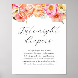 Late Night Diapers Shower Game Sign