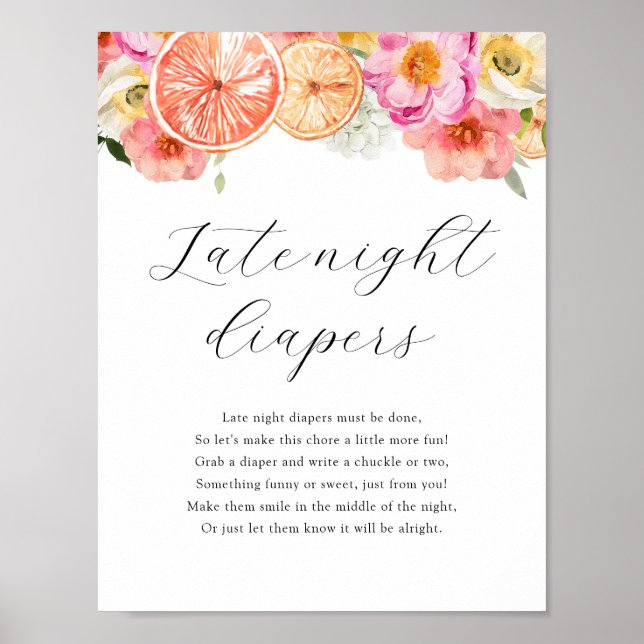 Late Night Diapers Shower Game Sign (Front)