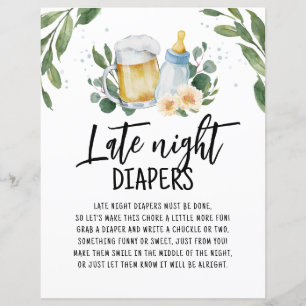 Late Night Diapers Sign Baby Is Brewing Greenery