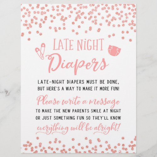 Late Night Diapers Sign Baby Shower Party Game