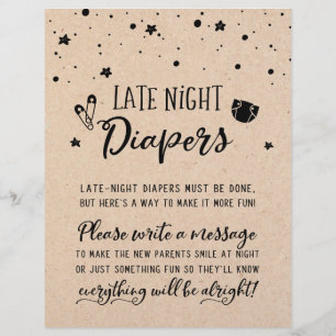 Late Night Diapers Sign Baby Shower Party Game