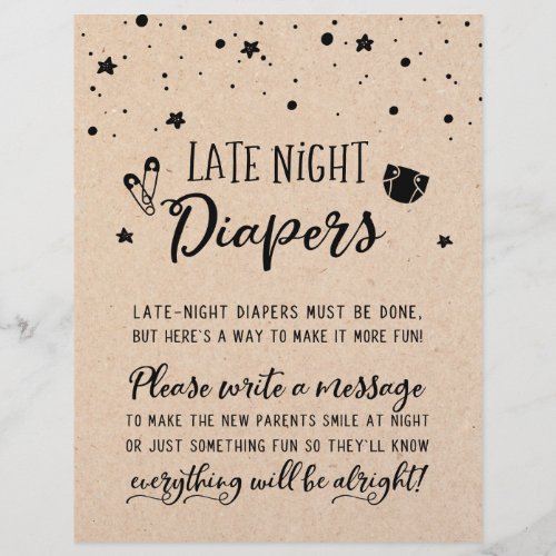 Late Night Diapers Sign Baby Shower Party Game