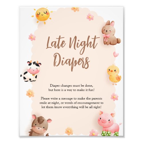 Late Night Diapers Sign Baby Shower Sign