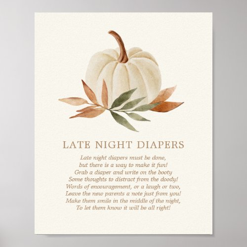 Late Night Diapers Sign Little Pumpkin Baby Shower