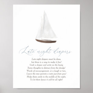 Late Night Diapers Sign Nautical Baby Shower