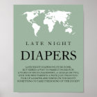 Late Night Diapers Travel World Map Baby Shower