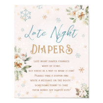 Late Night Diapers Winter Wonderland Baby Shower Poster