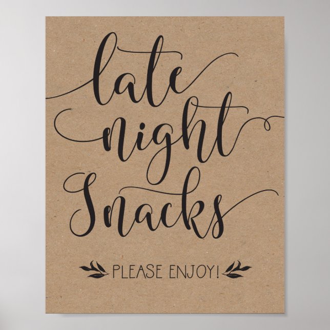Late Night Snacks Favor Sign (Front)