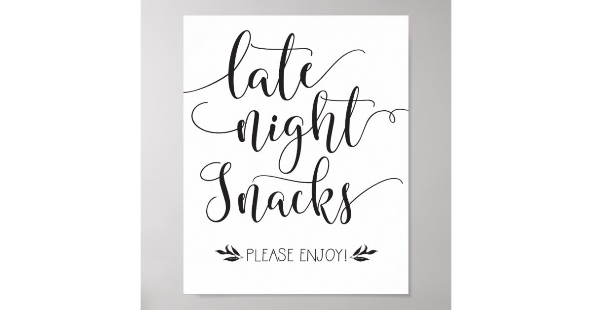 Late Night Snacks Favor Sign | Zazzle