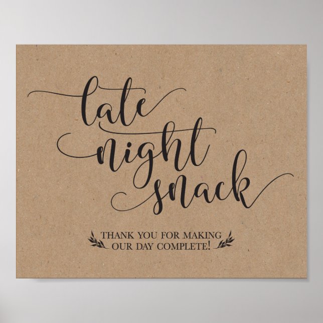 Late Night Snacks Favor Sign (Front)