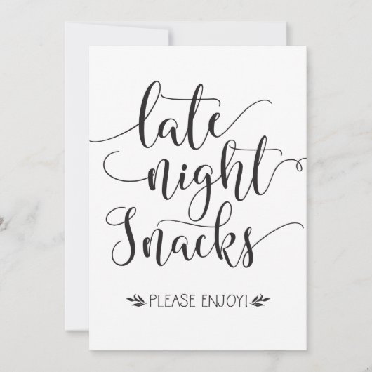 Late Night Snacks Favor Sign (Front)