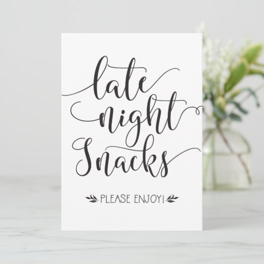Late Night Snacks Favor Sign (Standing Front)
