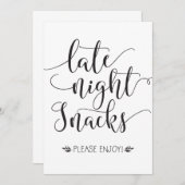 Late Night Snacks Favor Sign (Front/Back)