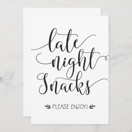 Late Night Snacks Favor Sign (Front/Back)