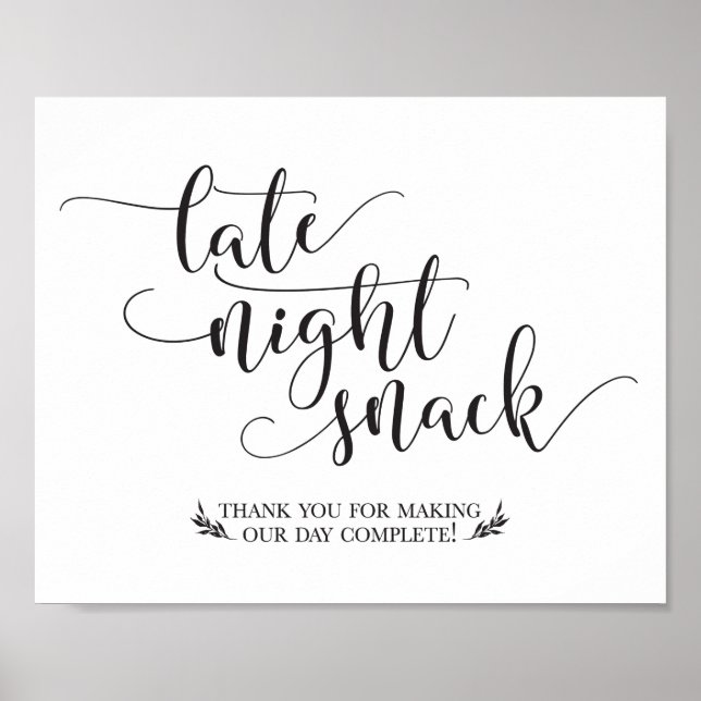 Late Night Snacks Favor Sign (Front)