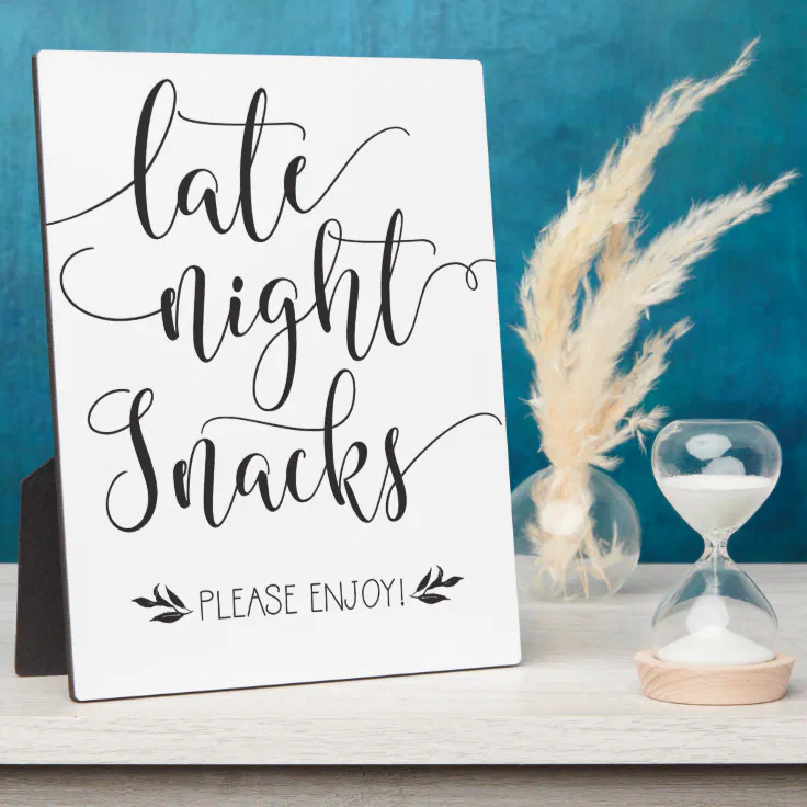 Late Night Snacks Favor Sign Plaque | Zazzle