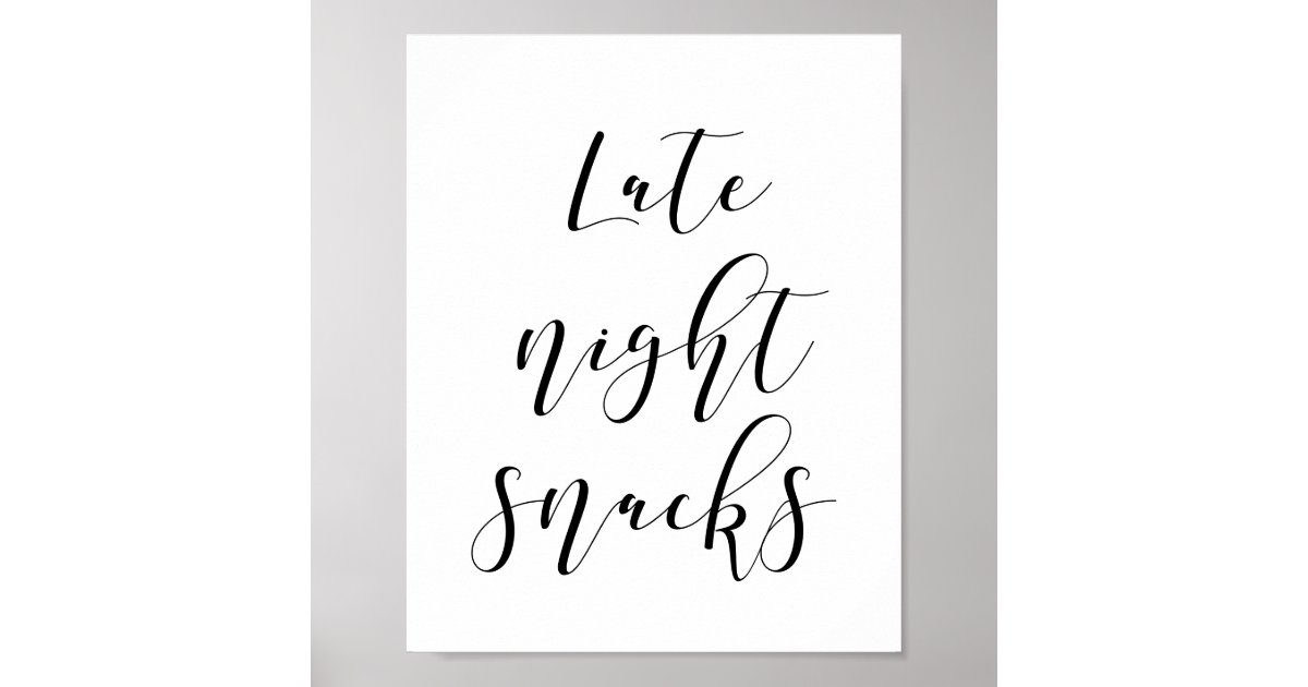 Late night snacks wedding sign | Zazzle