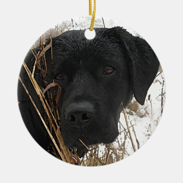 Late Season Hunt - Black Lab - Labrador Ceramic Ornament (Front)