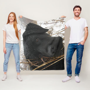 Late Season Hunt - Black Lab - Labrador Fleece Blanket