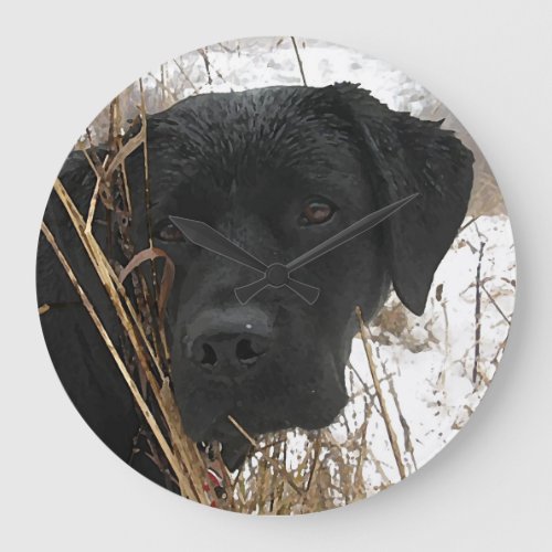 Late Season Hunt _ Black Lab _ Labrador Large Clock