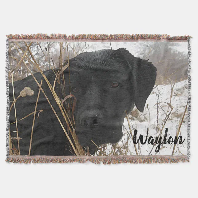 Late Season Hunt Black Lab Labrador Throw Blanket Zazzle